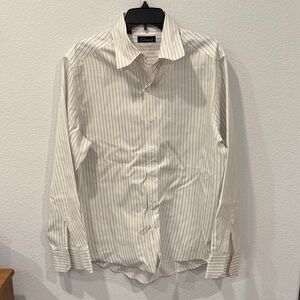 7 Diamonds Men’s dark blue and Gray Striped Dress Shirt